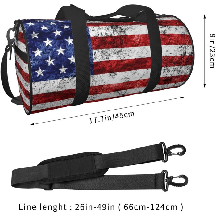 Спортивна сумка для подорожей, сумка на ніч, з принтом американського прапора, День Незалежності, 4 липня, чорна, універсальний розмір