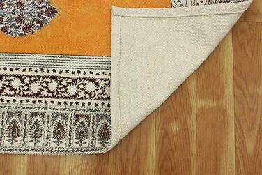 Бежевий, коричневий бавовняний з квітковим принтом Dhurrie Boho Kilim плоского плетіння Критий килим для передпокою Кімнатний деко