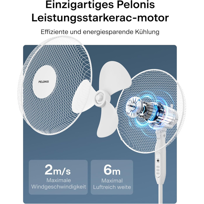 П'єдестальний вентилятор Pelonis, 16-дюймовий вентилятор безшумний з пультом дистанційного керування, регульований по висоті, 3 ре