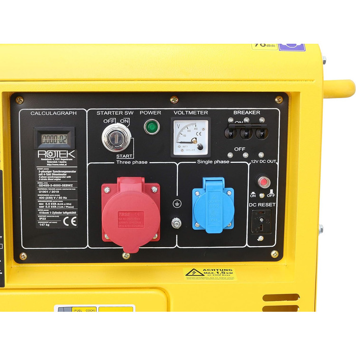 Дизельний генератор Rotek GD4SS-3-6000-5EBZ (5,5 кВА / 400 В 50 Гц 3-фазний) 5,5 кВА 3-фазний 400 В, звукоізоляційний