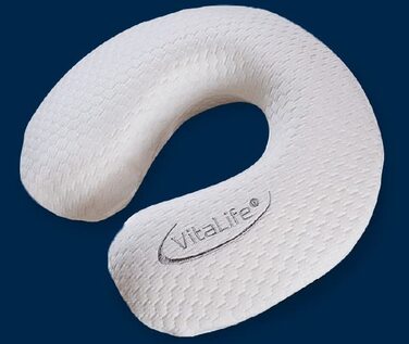 Подушка для шиї VitaLife для використання в дорозі, в&39язкопружна серцевина, активне зняття тиску, 33x33x8 см, біла