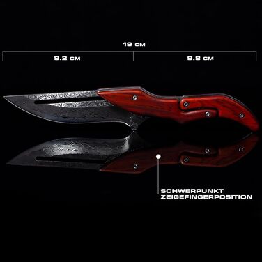 Складаний ніж Zetterrank Damascus Steel VG10, дворучний ніж легальний Німеччина, кишеньковий ніж з гострим лезом, EDC ніж для кемп