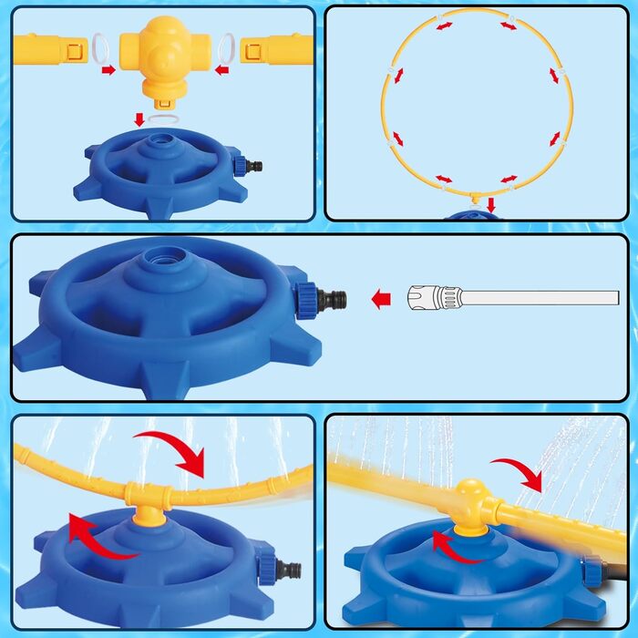 В 1 розбризкувач води для дітей з обертовими розпилювачами Прикріплений до садового шланга, літня відкрита галявина задній двір іграшка для малюків відкритий розбризкувач ігри сімейна гра, 2