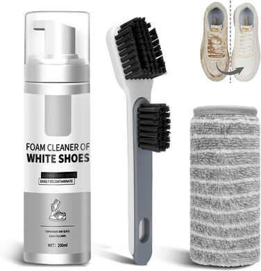 Г White Shoe Cleaner Shoe Cleaner Sneakers Kit Sneaker Cleaner Набір для чищення взуття зі щіткою та рушником для білого взуття, шкіри, трикотажу, чобіт, полотна, замші, PU, тканини, 190,6