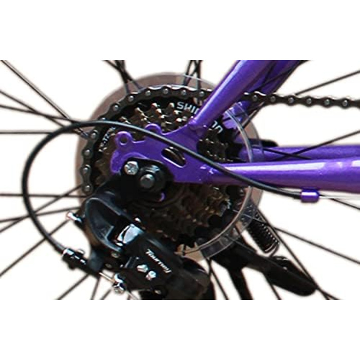Гірський велосипед Talson 26 дюймів з 21-швидкісним перемикачем швидкостей Shimano, ліхтарями (відповідає німецьким правилам дорожнього руху) та передньою підвіскою (фіолетового кольору)