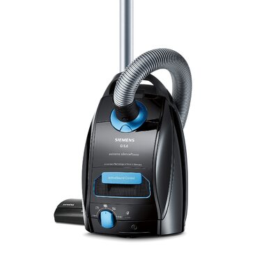Пилосос із мішком Siemens Q5.0 extreme silencePower VSQ5X1230, для алергіків, гігієнічний фільтр, висока потужність всмоктування, насадка для паркету, килимів та плитки, довгий кабель, 850 Вт, чорний (Basic Schwarz)