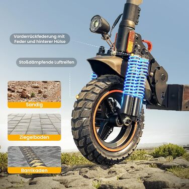 Електросамокат з допуском до дорожнього руху, 15,6 Аг/12,5 Аг, запас ходу 80-60 км, 10-дюймовий позашляховий електросамокат з поворотниками (E-Mark) та додатком, міцний електросамокат для дорослих, для поїздок містом та за містом, макс. 60 км, чорно-помар