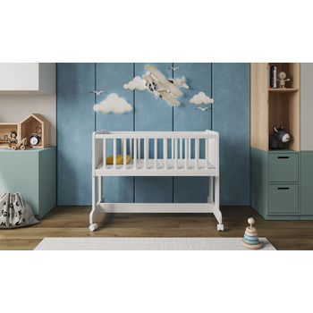 Дитяче ліжечко/спальне місце Love For Sleep 90x40 см з матрацом, колиска на колесах, біле Дитяче ліжко SMARTCRIB, дерев&39яне - Дитяче ліжко