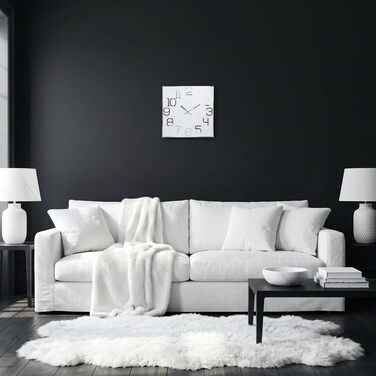 Настінний годинник FLEXISTYLE квадратний, 30 см, безшумний механізм, сучасний дизайн з акрилового скла та дзеркала, для вітальні та спальні (Білий)