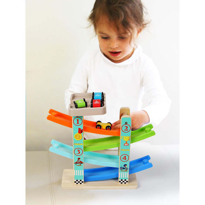 Дерев&39яний мармуровий паркувальний гараж TOWO - з 4 дерев&39яними автомобілями та місцем для паркування на даху - дерев&39яна іг