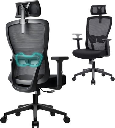 Ергономічне офісне крісло Storeo Imp, XL, до 150 кг, сітка, чорне