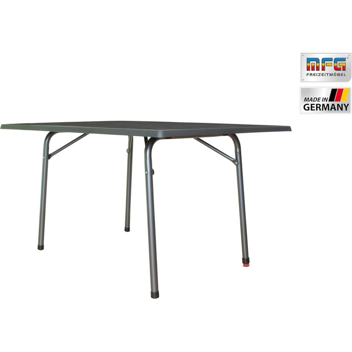 Садовий розкладний стіл MFG 132x90 см, Садовий стіл Всепогодний Компактна розкладна конструкція з вирівнювальними ніжками Не потребує складання Каркас антрацит, Декор стільниці сланець