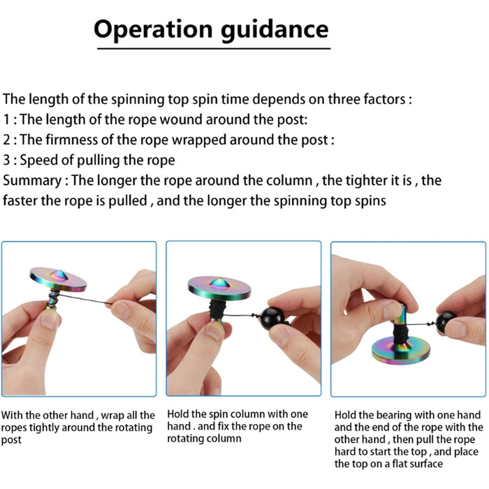 Точний гіроскоп з ниткою, високопродуктивна гіроіграшка з нержавіючого металу та без гравітації, дивовижний час обертання до 15 хвилин, ефективне витрачання часу (L, кольоровий) Кольоровий L