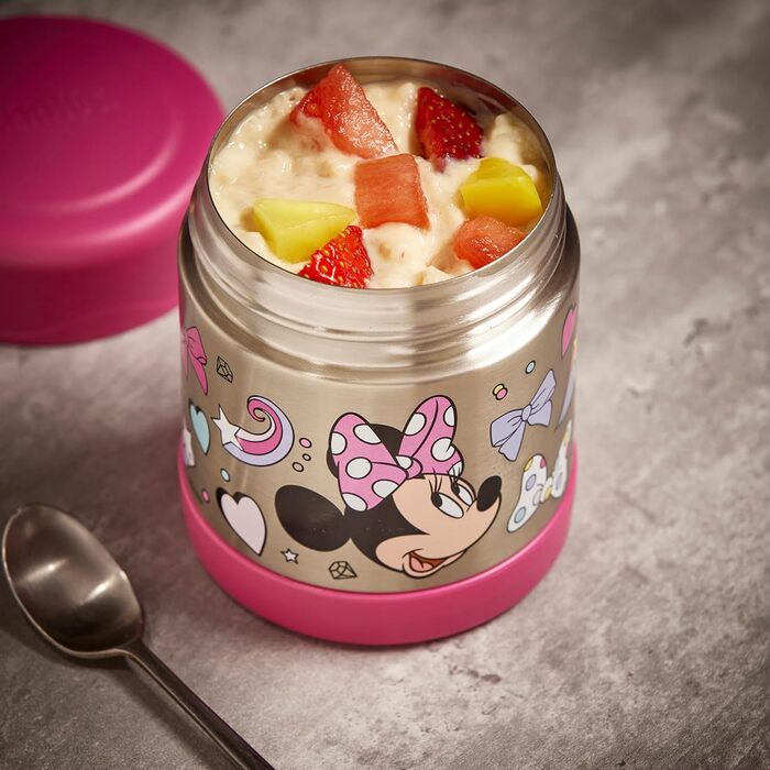 Термос дитячий FUNTAINER для їжі 300 мл, Disney Мінні Маус нержавіюча сталь, абсолютно герметичний, зберігає їжу гарячою до 5 годин та холодною до 7 годин, без BPA, ідеально підходить для школи та дитячого садка