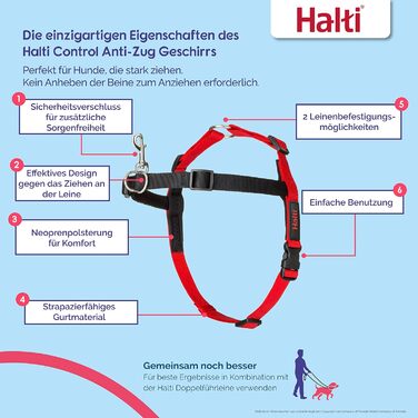 Шлейка HALTI Front Control Anti-Pull Harness, розмір L - Запобігає смиканню собаки за повідок, М&39яко контролює собаку за область грудей, Легко регулюється та використовується