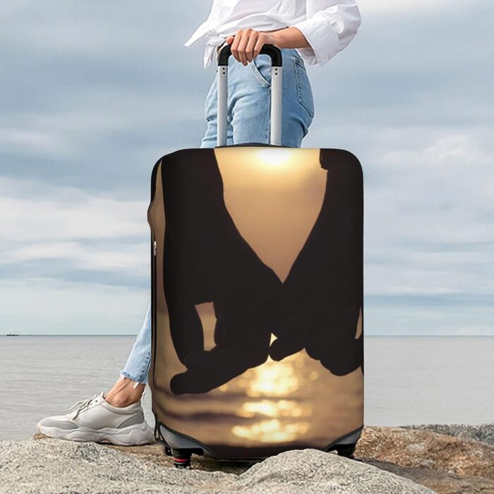 Еластичний чохол для валізи з принтом, захисний чохол для багажу, стійкий до подряпин, розмір 85 см, чорний колір