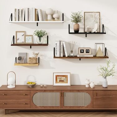 Настінні полиці, комплект з 3 шт. , ширина 90 см, глибина 20 см, дерев&39яні полиці з ДСП, плаваюча полиця для вітальні, спальні, кухні, кабінету, вінтажно-коричневий колір, 90 x 20 см, комплект з 3 предметів (90 см) вінтажно-коричневий колір