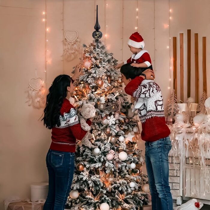 Скляна новорічна верхівка для ялинки 26 см чорна-золотиска Hukermoon