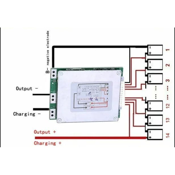 Акумуляторна плата захисту BMS PCB, збалансована, 14 S 52 V 35 A Li-Ion Li-polimer