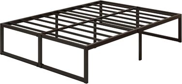 Металеве ліжко 120x200 см, висота 41 см, великий простір для зберігання речей під ліжком, металевий каркас двоспального ліжка зі сталевою рейковою опорою, легке складання, безшумне, не матрац-ліжко, чорний колір 120x200 см