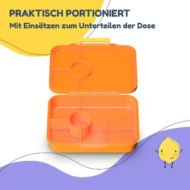 Ланчбокс Schmatzfatz, дитячий розділений контейнер для сніданку, ланчбокс з відділеннями, барвиста бенто-коробка для школи та дитячого садка, ланчбокс без BPA для дівчаток та хлопчиків, контейнер для перекусу, який можна мити в посудомийній машині та є ге