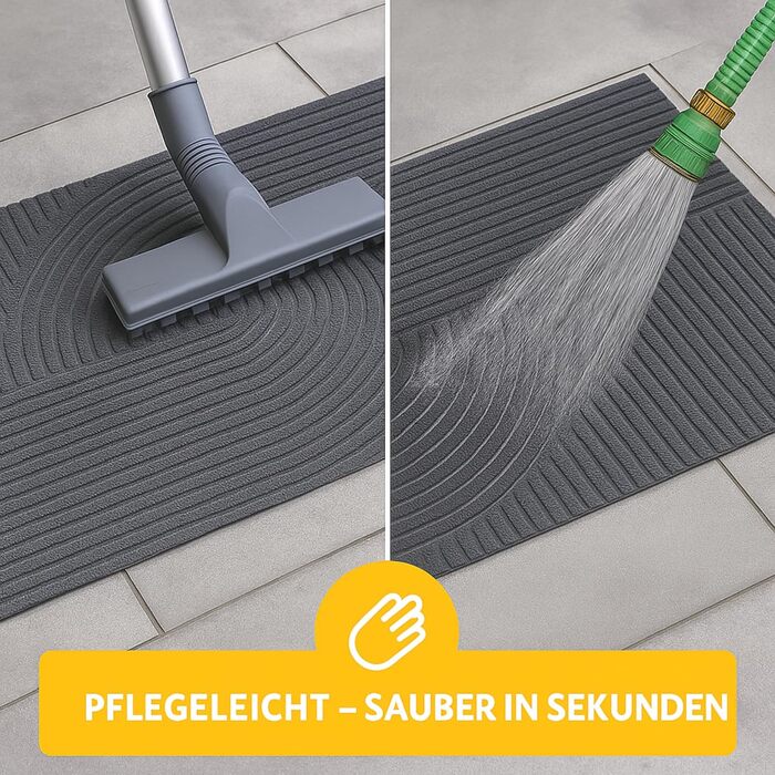 Килимок Entrando з текстурованим хвилястим дизайном - 45x75 см - нековзний, міцний, легко чиститься - ідеально підходить для вхідних дверей або коридору (антрацит)