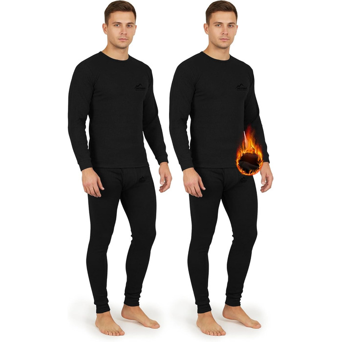 Чоловіча термобілизна - Комплект лижної білизни - Довгі труси та сорочка - Комплект термобілизни 3XL Темно-чорний, 2 шт.