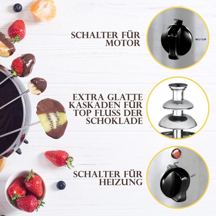 Клатронний шоколадний фонтан Шоколадний фонтан для фруктів і випічки теплий і рідкий шоколад на пізній сніданок, вечірку, Різдво, Новий рік Глибока збірна чаша фонтан з нержавіючої сталі СКБ 3248