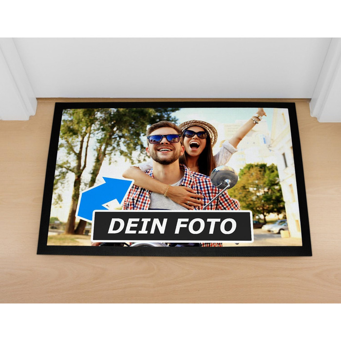 Персоналізований килимок для дверей MoonWorks з вашим власним фото, нековзний та миється, білий, 60x40 см