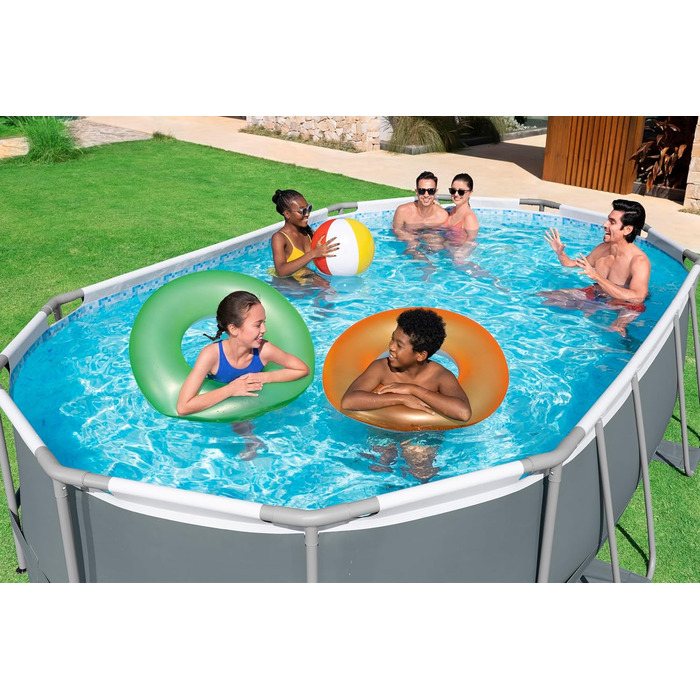 Басейн Bestway Power Steel Frame Pool Complete with Filter Pump 488 x 305 x 107 см, сірий, овальний