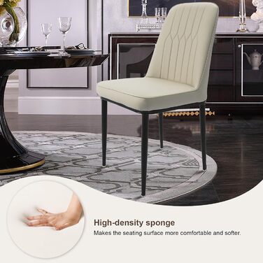 Обідні стільці, комплект з 2 шт. з оббивкою зі штучної шкіри, ергономічне крісло для їдальні, висока спинка, зручне м&39яке крісло, сучасне кухонне крісло, білий колір