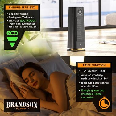 Тепловентилятор з пультом дистанційного керування - Лауреат нагород - ECO режим, енергозбереження, тихий - 2000 Вт - Коливання - Блокування від дітей - Таймер - Світлодіодне освітлення - Ванна кімната, вітальня, офіс, дитяча кімната