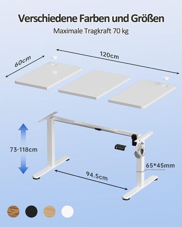 Письмовий стіл Devoko з регульованою висотою, стіл з електричним регулюванням висоти, офісний стіл для роботи сидячи та стоячи, комп&39ютерний стіл з функцією пам&39яті, стіл для роботи стоячи, офісний стіл, 120 x 60 см, білий