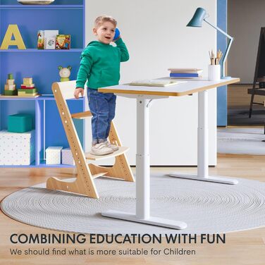 Дитяча парта FLEXISPOT, електрична парта з регулюванням висоти 120 x 60 см, для дітей від 6 років, ергономічна стільниця, вантажоп