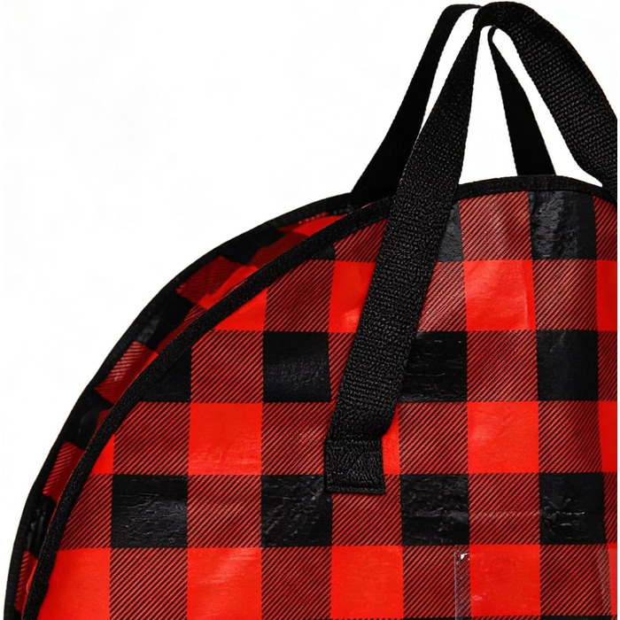 Коробка для зберігання різдвяного вінка, 2 шт. и, тартановий візерунок Сумка на блискавці та ручкою для шафи, будинку, горища, підвалу, гаража, Різдва, спальні, гуртожитку 76 x 18 см