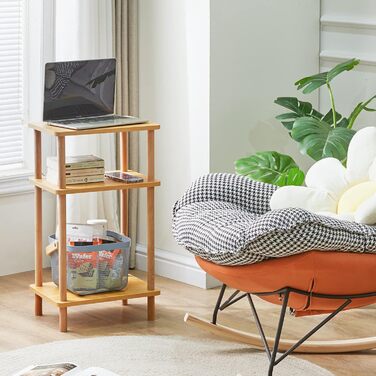 Дерев&39яний журнальний столик IBUYKE, тумбочка з 3 ярусами, 39x29x68,5 см, журнальний столик, столик для дивана, для спальні, вітальні, сучасний дизайн, легке складання, натуральний WST003N 39 x 29 x 68,5 см натуральний