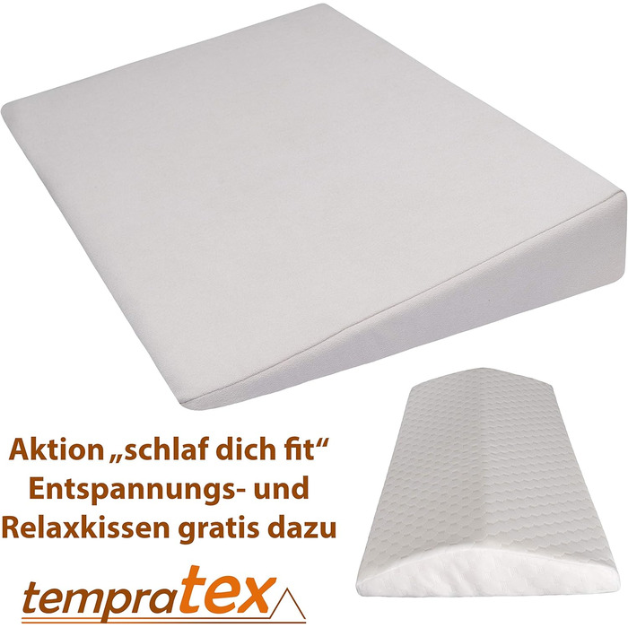 Клин для ліжка, клиноподібна подушка, підйомник для сну безкоштовна подушка для шиї в комплекті Підходить як подушка для ніг або спини для ліжка та дивана/для тих, хто спить на боці та спині. Клин для матраца, підйомник для матраца 90x60x12 см (бежевий)