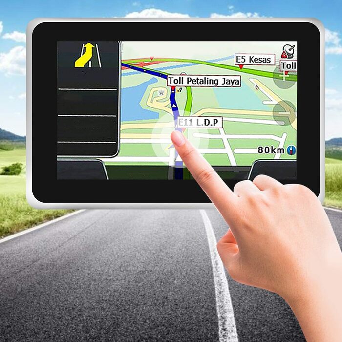 Дюймовий GPS-навігатор із сенсорним екраном, 256 МБ 8 ГБ, універсальний для автомобілів, вантажівок, MP3 FM, карта Європи/довічні карти/живий трафік/паркування в реальному часі/попередження водія/автоматична голосова автомобільна електроніка, 5-