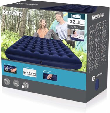 Надувне ліжко Bestway Blue Horizon Double XL/Lo 203 x 183 x 22 см, синє односпальне