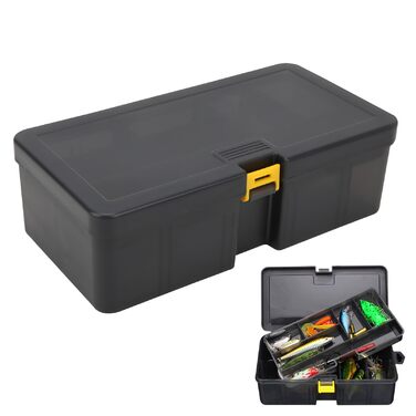 Пластикова коробка для приманки великої місткості, двошарова коробка для приманки, рибальська коробка зі знімним відділенням, багатофункціональний футляр для зберігання рибальських аксесуарів, міцна та довговічна, k