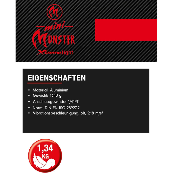 Високопродуктивний ударний гайковерт стиснене повітря miniMONSTER 1/2 515.1270 I 3-кратний попередній вибір крутного моменту 965,