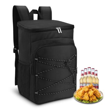 Рюкзак-холодильник, водонепроникний рюкзак-холодильник, велика ізольована сумка-холодильник для обіду для пікніків, кемпінгу, подорожей на природі, барбекю, походів, чорний