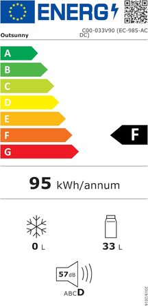 Автомобільний холодильник Outsunny 33L Cool Box Міні-холодильник портативний DC 12V AC 220V/240V для автомобіля та кемпінгу сірий 40 x 30 x 43 см