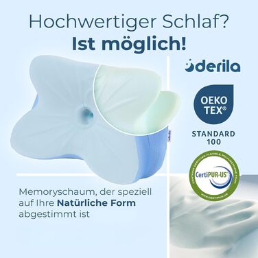 Подушка для шиї Derila Ergo, подушка з піни з ефектом пам&39яті. Подушка для підтримки шиї. Подушка для сну на боці, спині та животі () Подушка 54 x 36 x 12 см