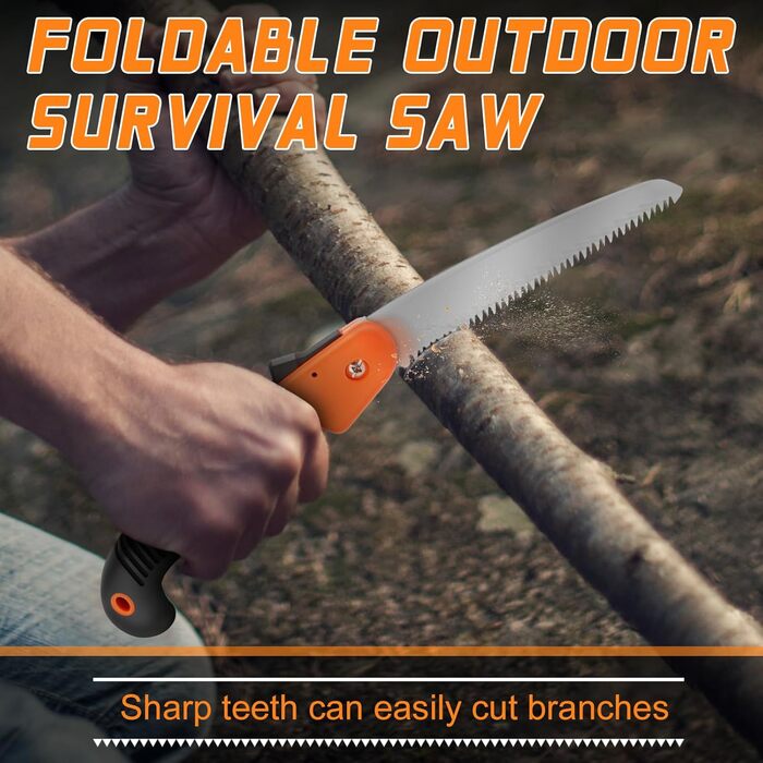 Набір для виживання на відкритому повітрі туристичний ніж, сокира, складна пилка, складаний саперний ніж, кемпінгова сокира та кресало (2 частини), чорний