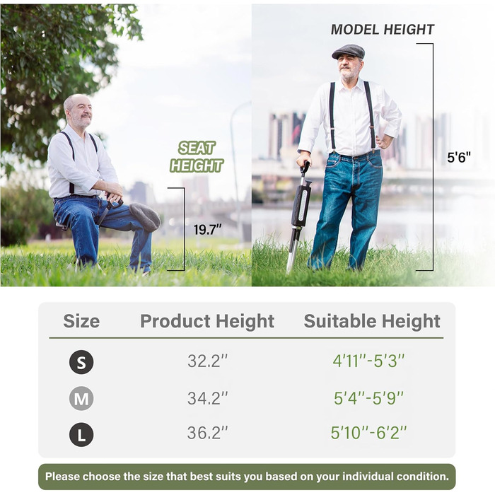 Стілець TA-Da серії 2 - Тростина для ходьби з сидінням, надлегка алюмінієва рама та міцний складний стілець (до 136 кг), складна конструкція, ідеально підходить для походів та активного відпочинку - Червоний, 82 см S (82 см)