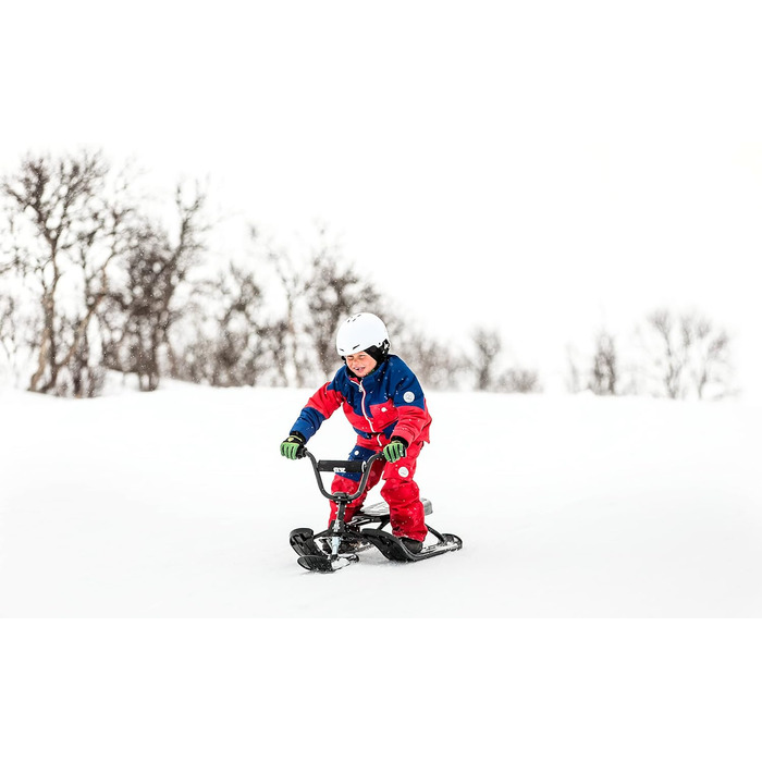 Міцні сани з кермом BMX, сталевою рамою, гальмом та лебідкою Керовані сани для дітей віком від 7 років та дорослих, макс. 90 кг, чорні