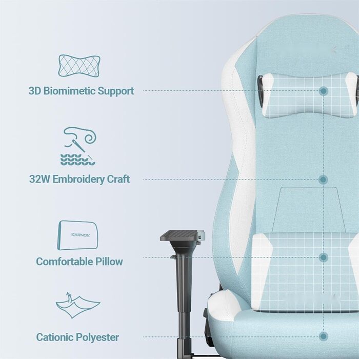 Геймерське крісло світло-блакитного кольору для підлітків з підставкою для ніг, підголівником та поперековою опорою Ергономічне офісне крісло з регулюванням висоти