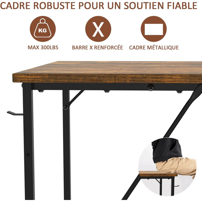 Стіл Devoko, комп'ютерний стіл, офісний стіл з сумкою для зберігання, стійкий стіл для ПК, кабінет для домашнього офісу, спальня,