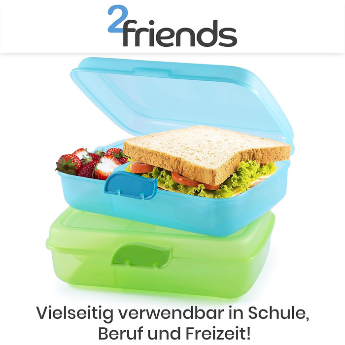Ланчбокси 2Friends, набір з 2 шт., контейнери з гвинтовими кришками, з 3 перегородками та защіпками, без BPA та фталатів